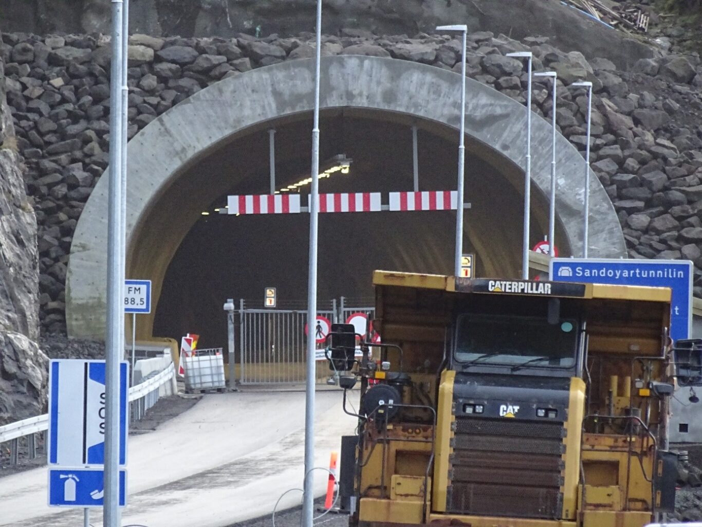 The north access to the Sandoy subsea tunnel in Gamlærett two months before its inauguration. Photo by Alexis Sancho-Reinoso.