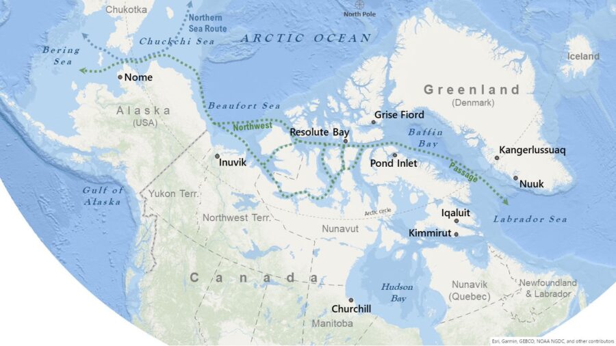 Map of the North American Arctic.